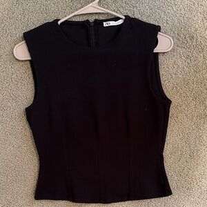 Zara Black Sleeveless Fitted Tank Top